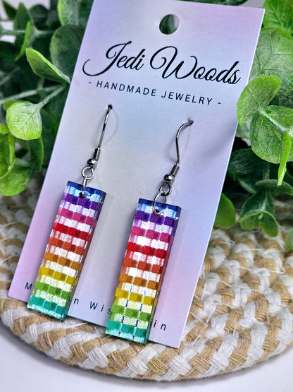 Metallic Rainbow Bar Dangles