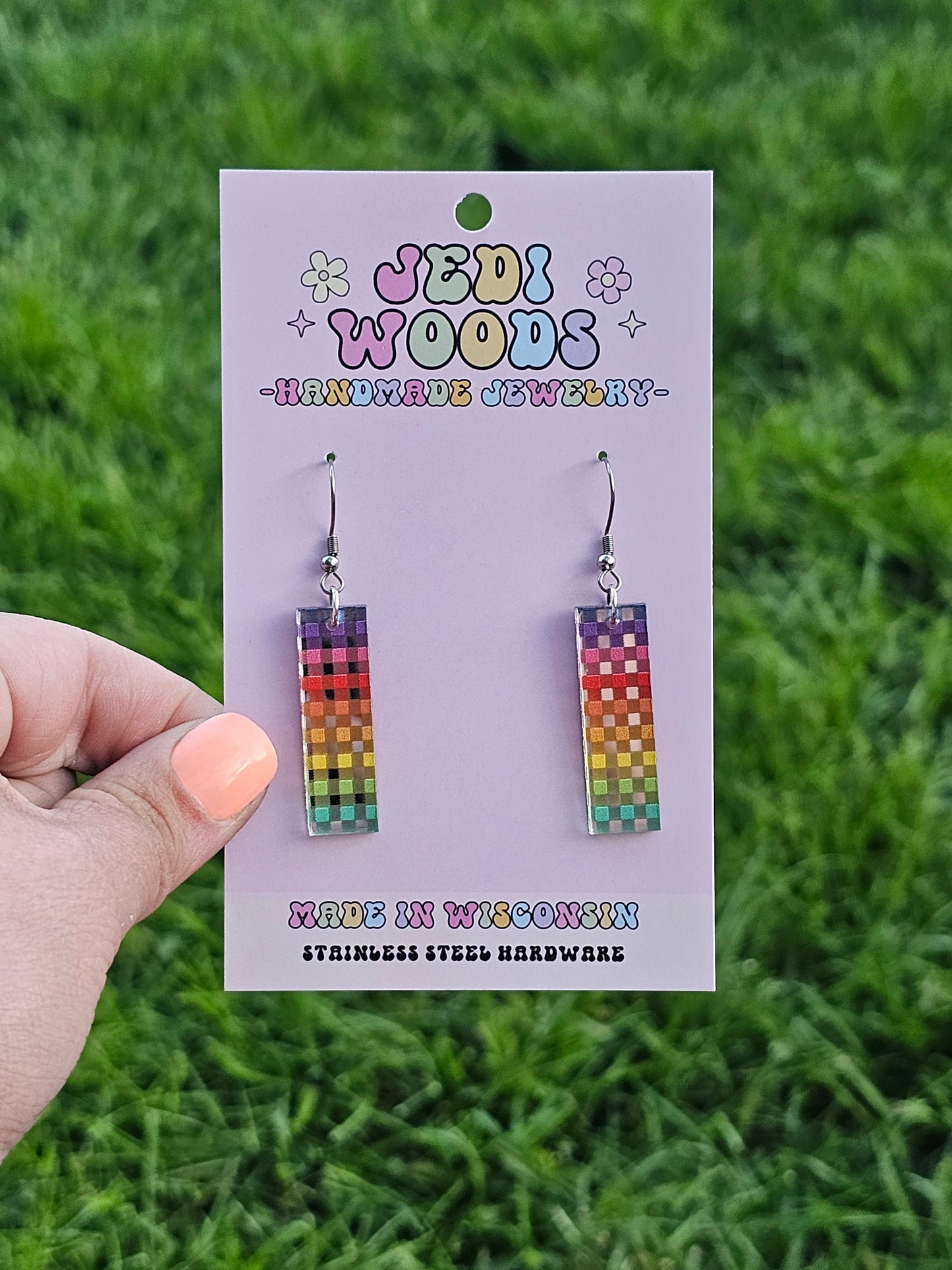 Metallic Rainbow Bar Dangles