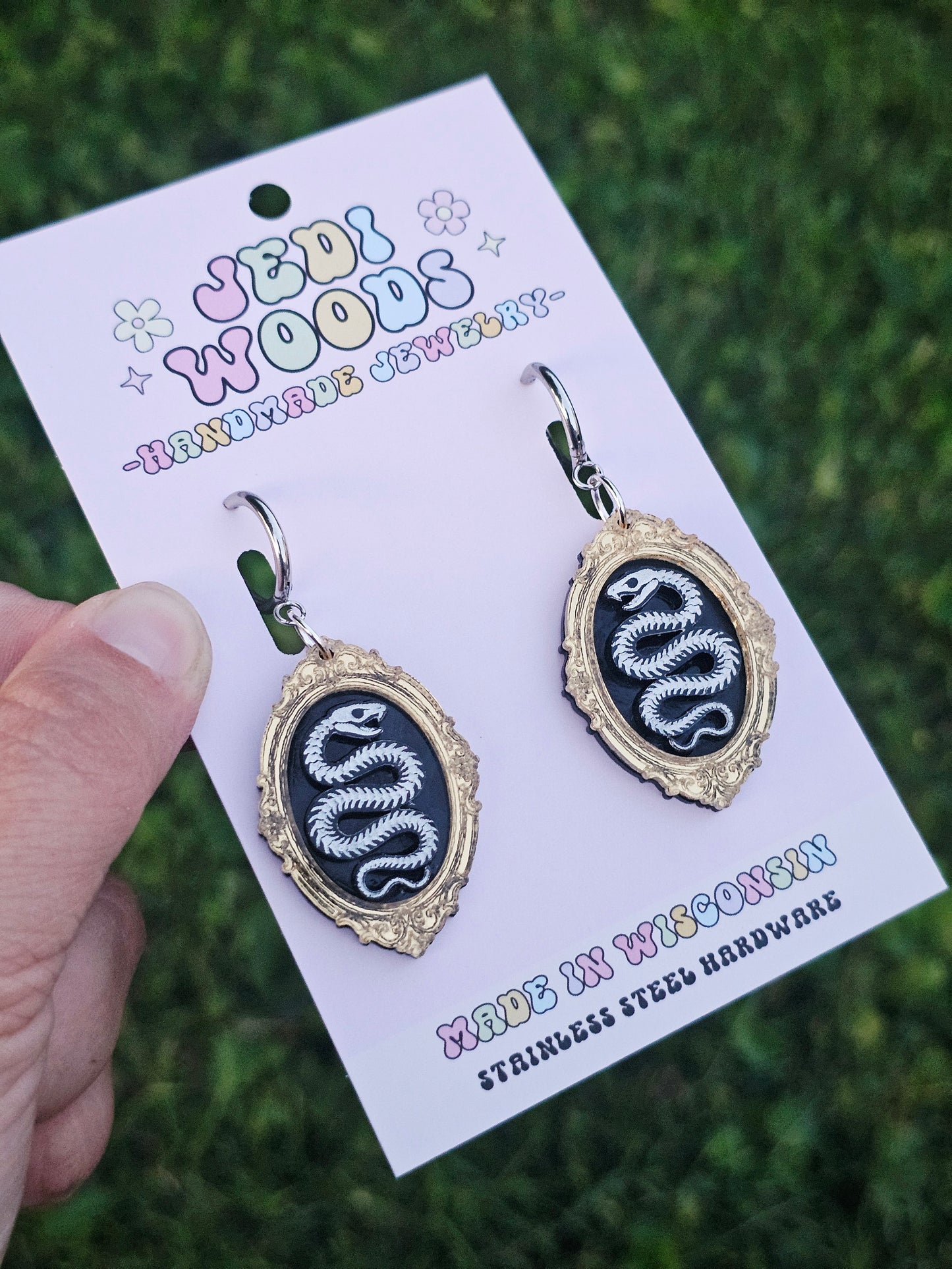 Snake Speciman Frame Earrings