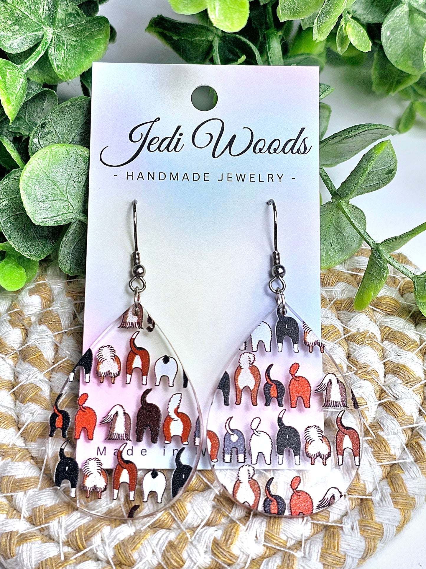 Dog Butt Teardrop Earrings