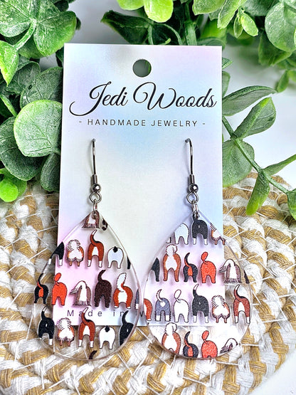 Dog Butt Teardrop Earrings