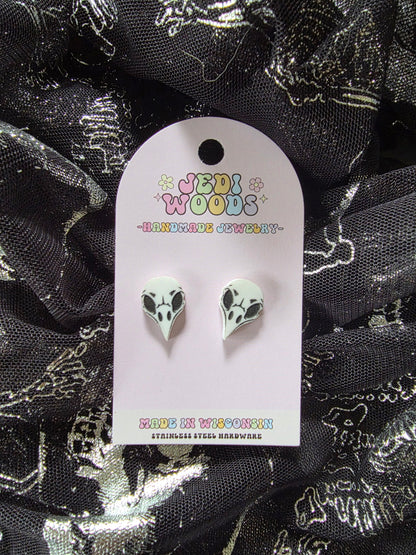 Raven Skull Studs