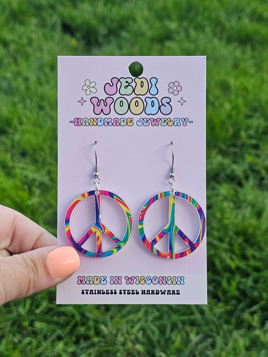 Large Peace Sign Earrings