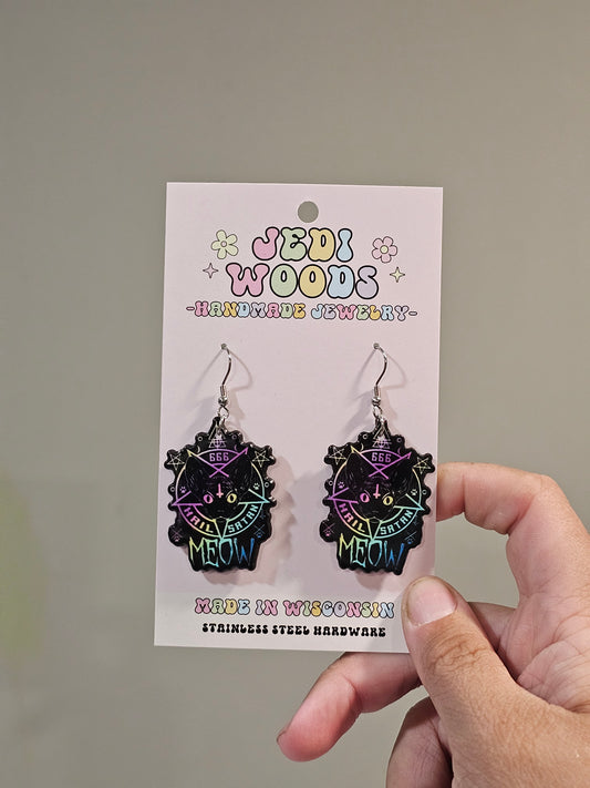 Hail Satan Pendant Earrings