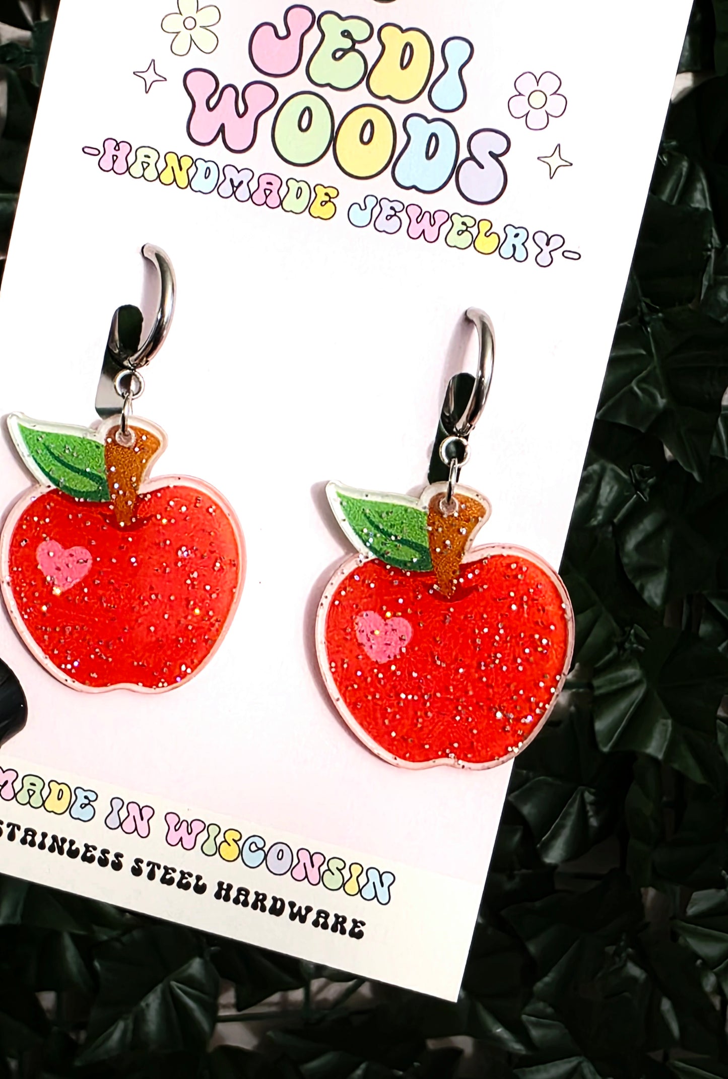 Apple Of My Eye Glitter Earrings
