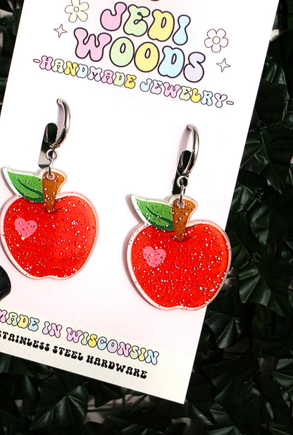Apple Of My Eye Glitter Earrings