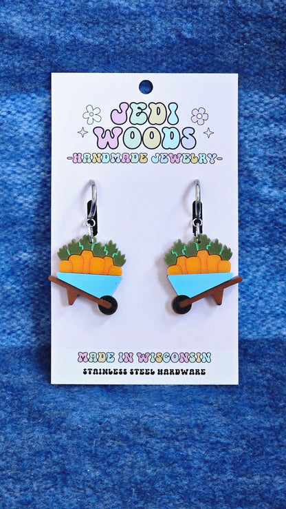 Carrot Farmer - Carrot Wheelbarrow Earrings
