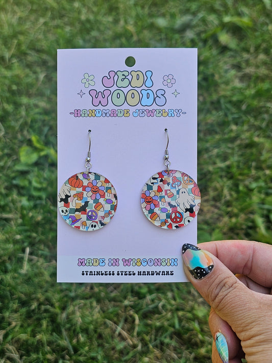 Checkered Pastel Spooky Halloween Medallions