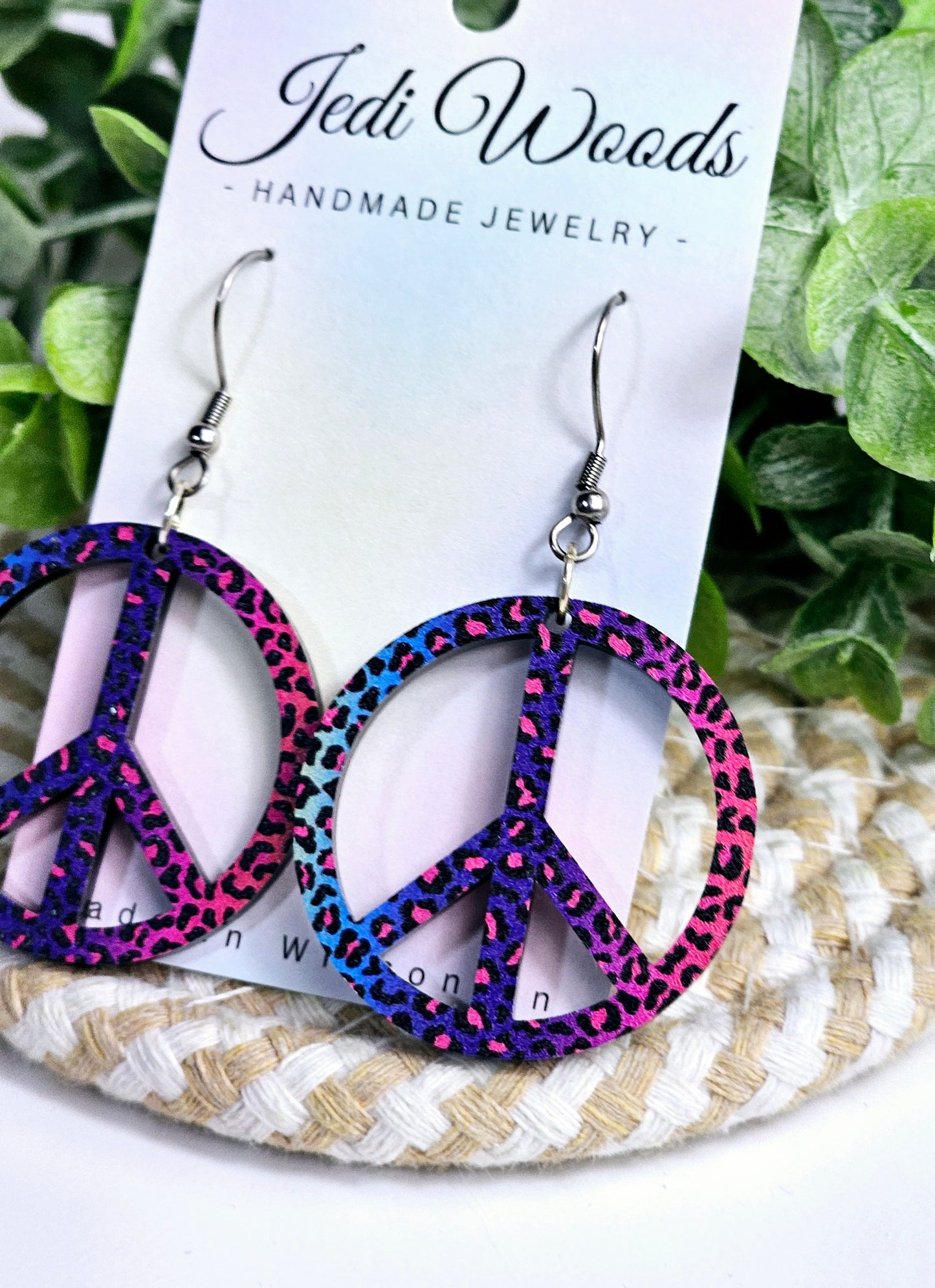 Rainbow Leopard Peace Dangles