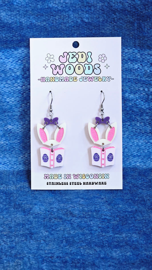 Bookish Bunny Earrings (2 colors!)