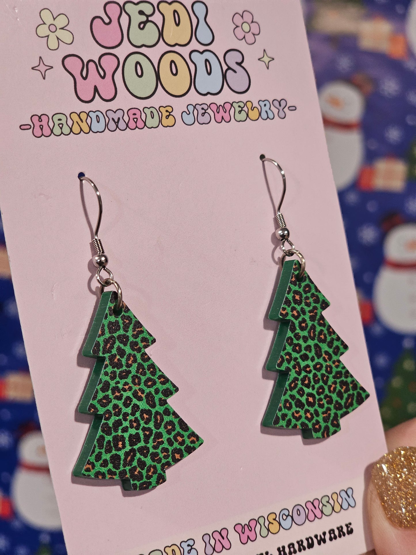 Green Leopard Christmas Tree Dangles