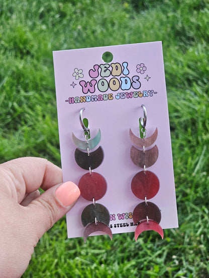Blood Forest Moon Phase Earrings