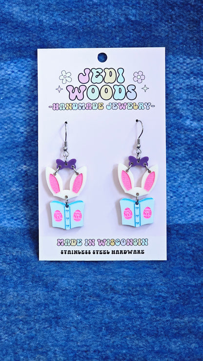 Bookish Bunny Earrings (2 colors!)