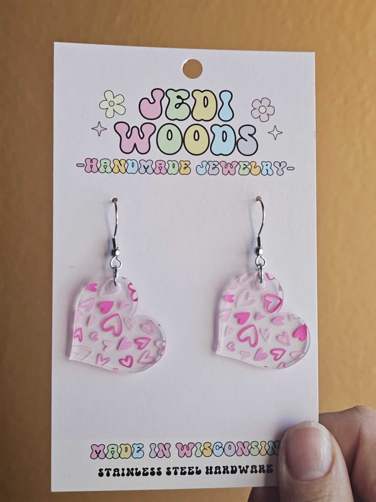 Scattered Pink Heart Earrings