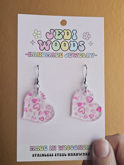 Scattered Pink Heart Earrings