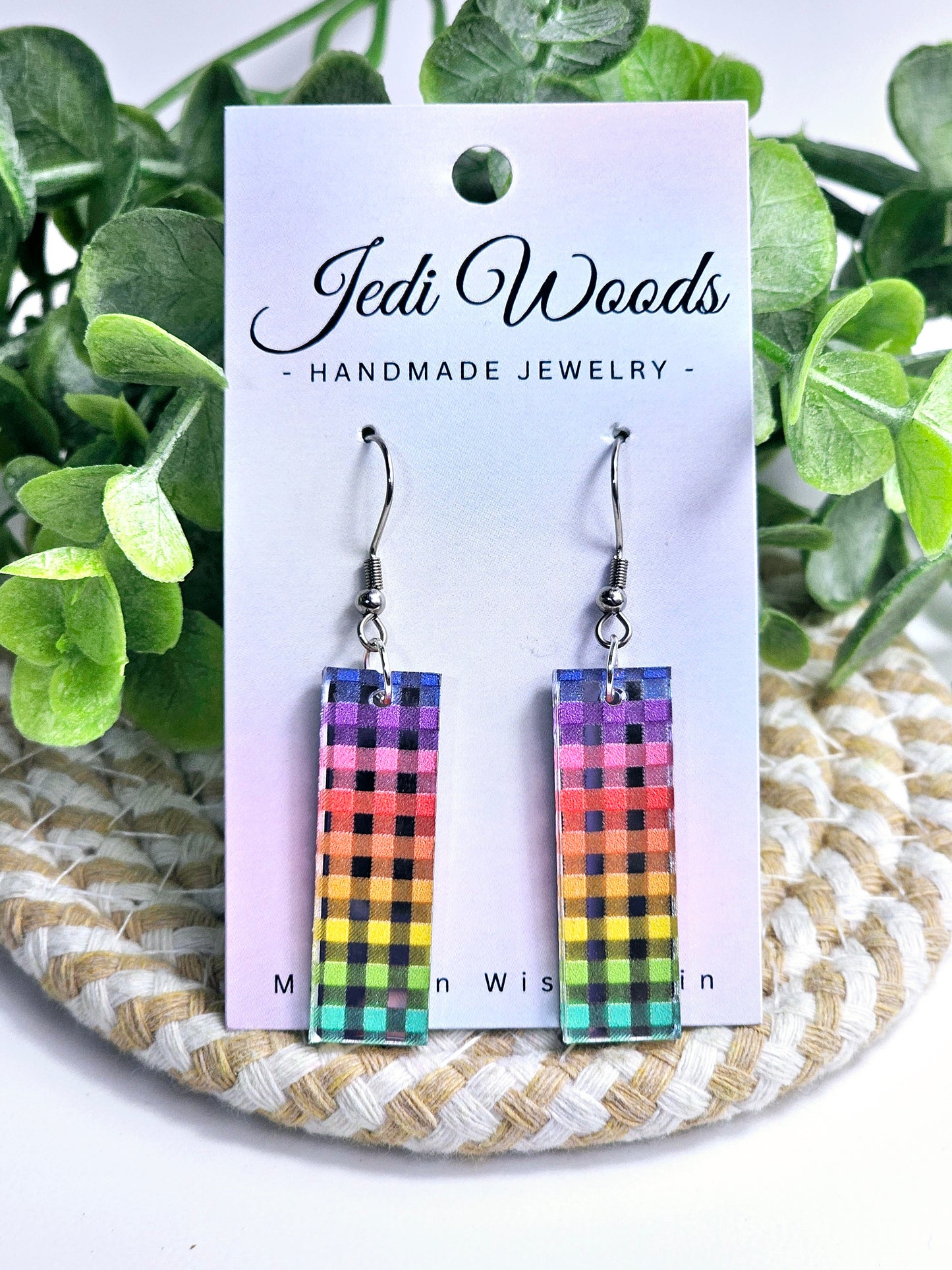 Metallic Rainbow Bar Dangles