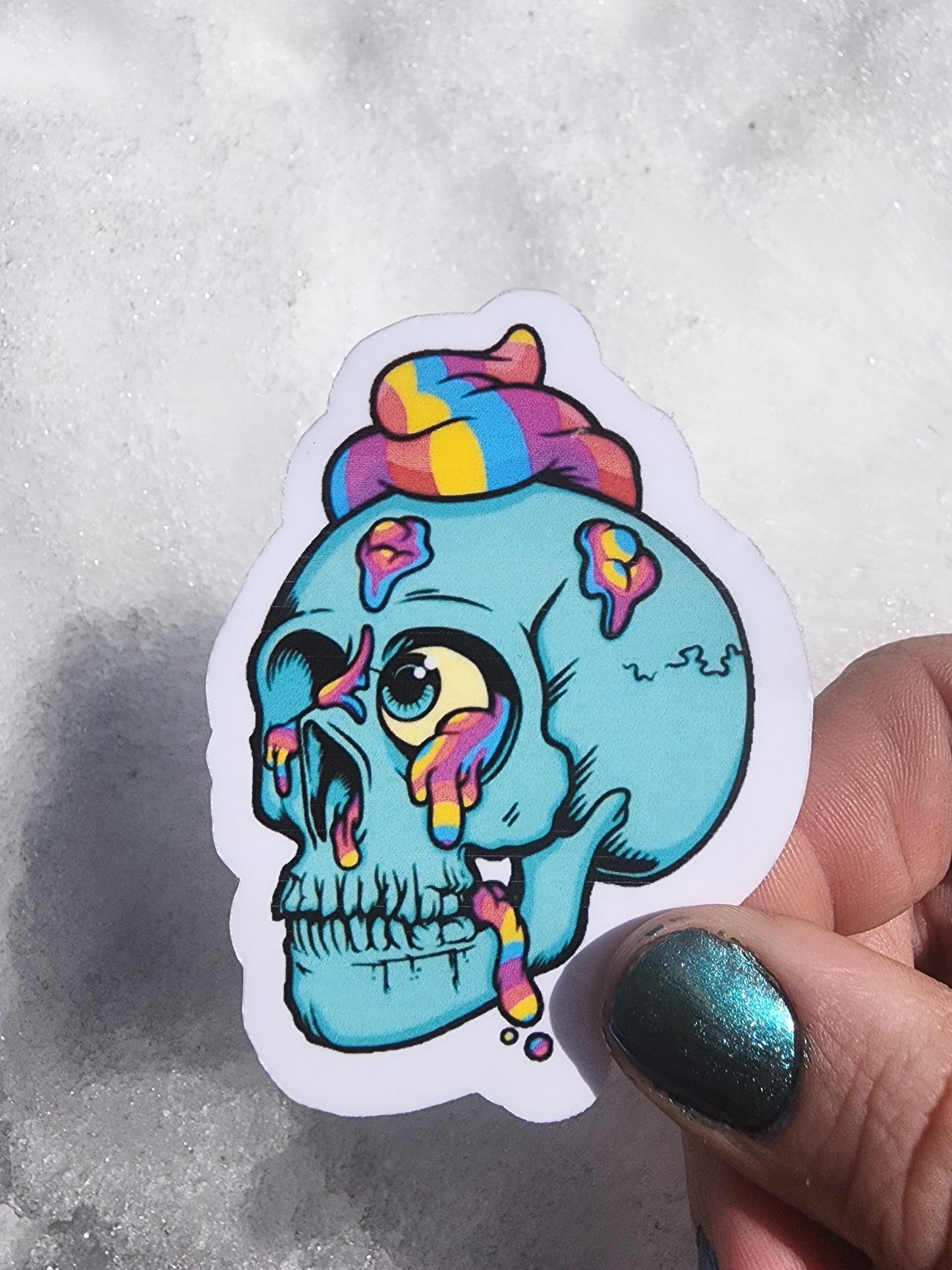 Rainbow Skull Sticker